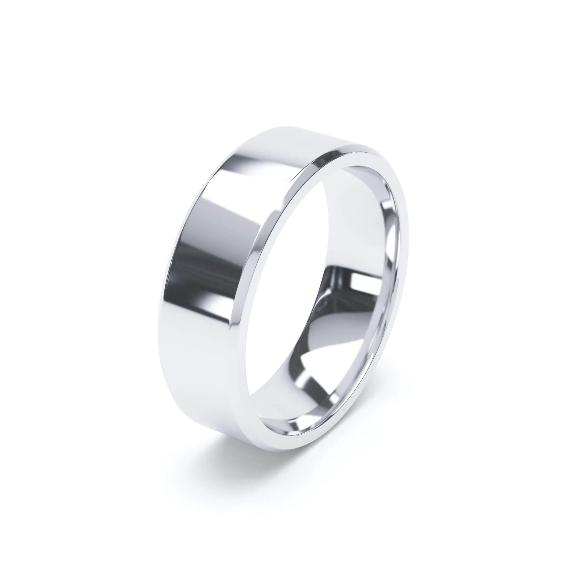 - Bevelled Edge Profile Wedding Ring Platinum