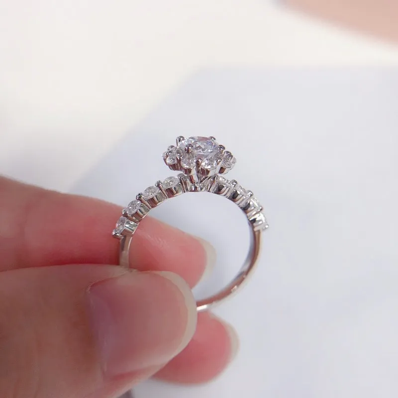 0.6 Carat Moissanite Diamonds Cluster Ring