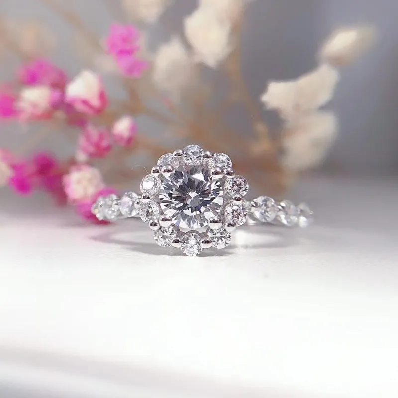 0.6 Carat Moissanite Diamonds Cluster Ring