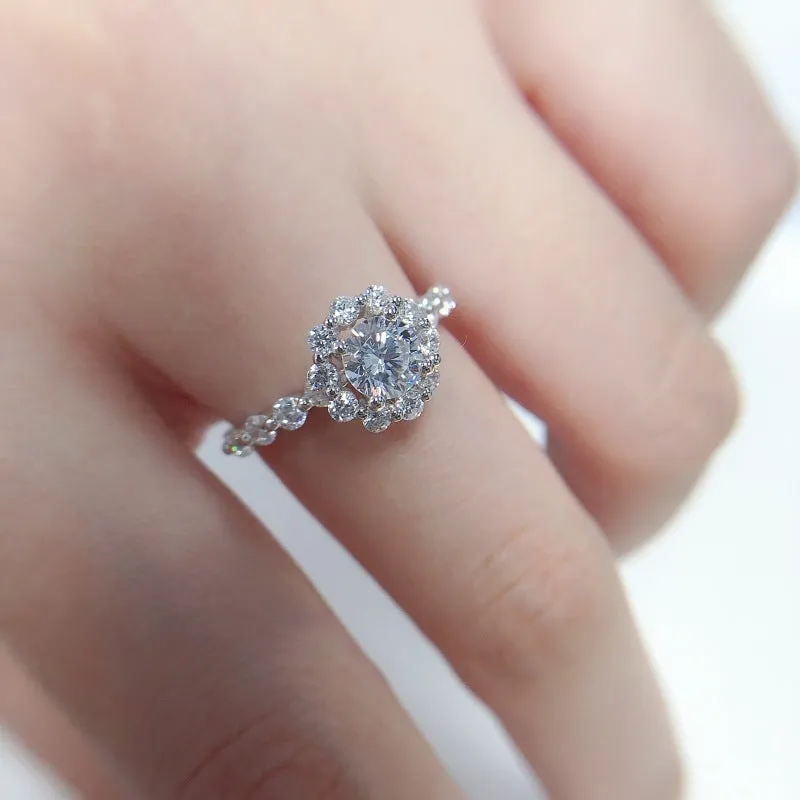 0.6 Carat Moissanite Diamonds Cluster Ring