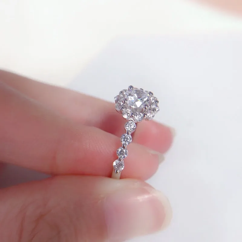 0.6 Carat Moissanite Diamonds Cluster Ring