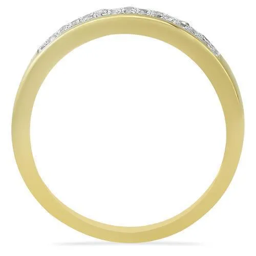 10K Yellow Gold Diamond Wedding Band Set 0.76 Ctw