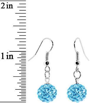 10mm Aqua Crystal Ferido Ball Drop Earrings