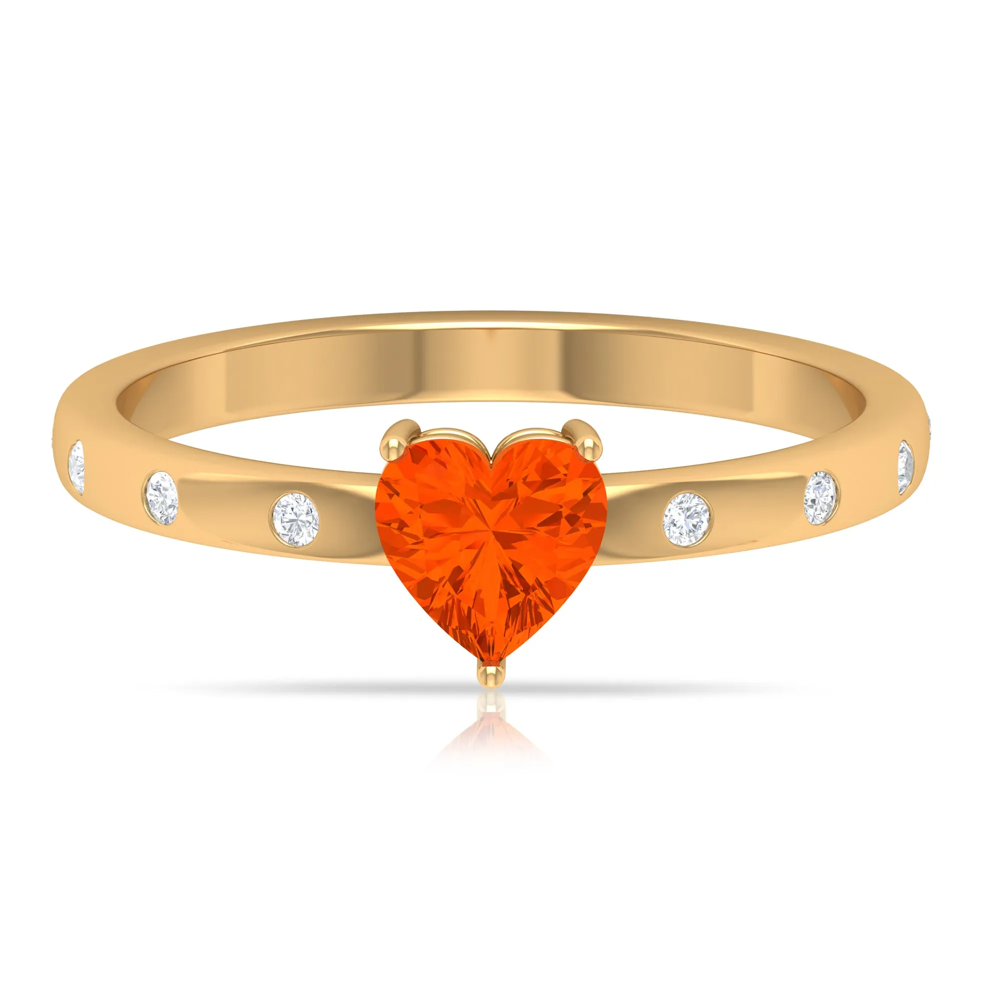 1/2 Carat Fire Opal Heart Engagement Ring with Diamond