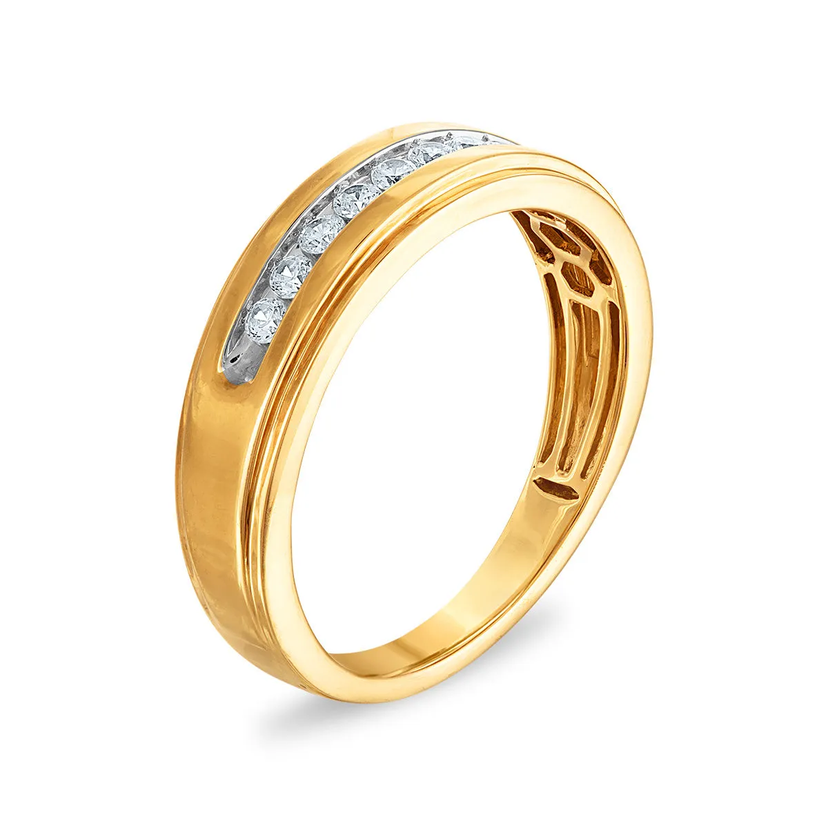 1/4 CTW Diamond Wedding Channel Set Ring in 10KT Yellow Gold