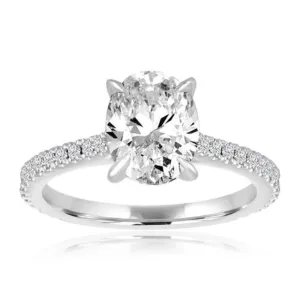 14k Oval Diamond Cathedral Setting