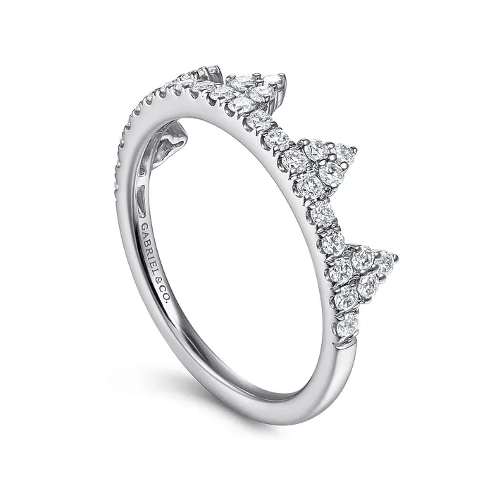 14K White Gold Diamond Crown Ring