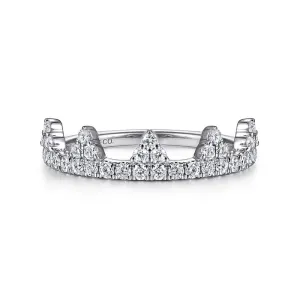 14K White Gold Diamond Crown Ring