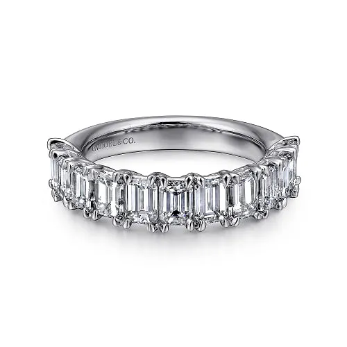 14K White Gold Emerald Cut 11 Stone Prong Set Diamond Anniversary Band - 2.65 ct