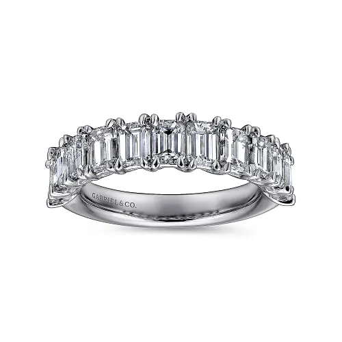 14K White Gold Emerald Cut 11 Stone Prong Set Diamond Anniversary Band - 2.65 ct