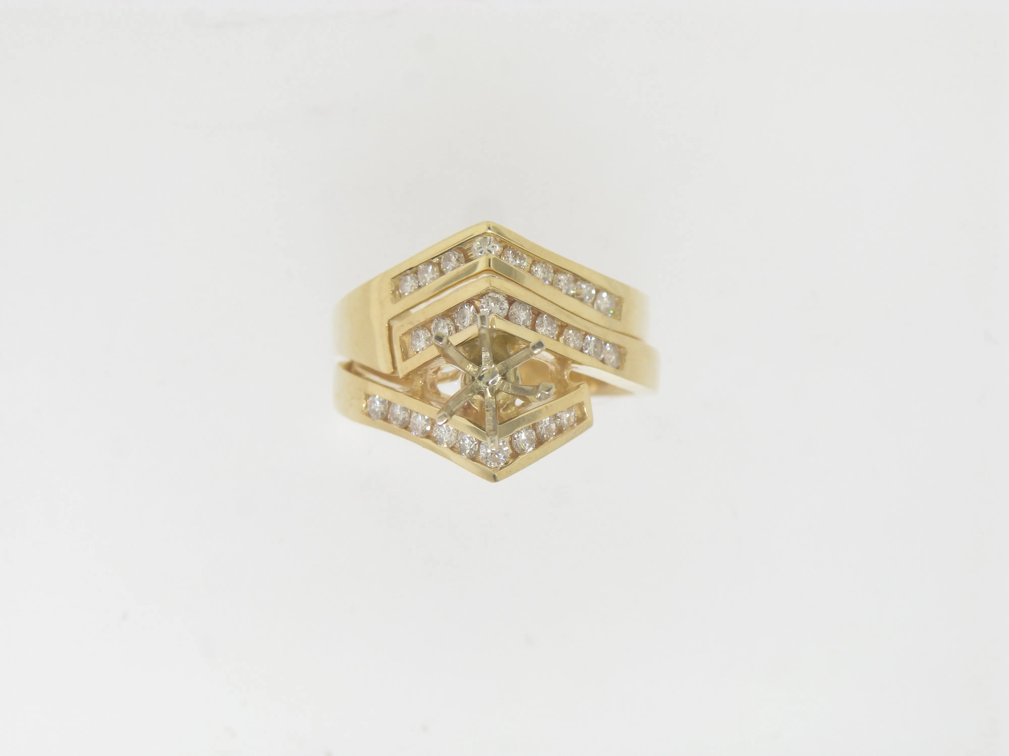 14K Yellow Gold Diamond Ring Semi Mounting [For 3/4 CT] New Old Stock