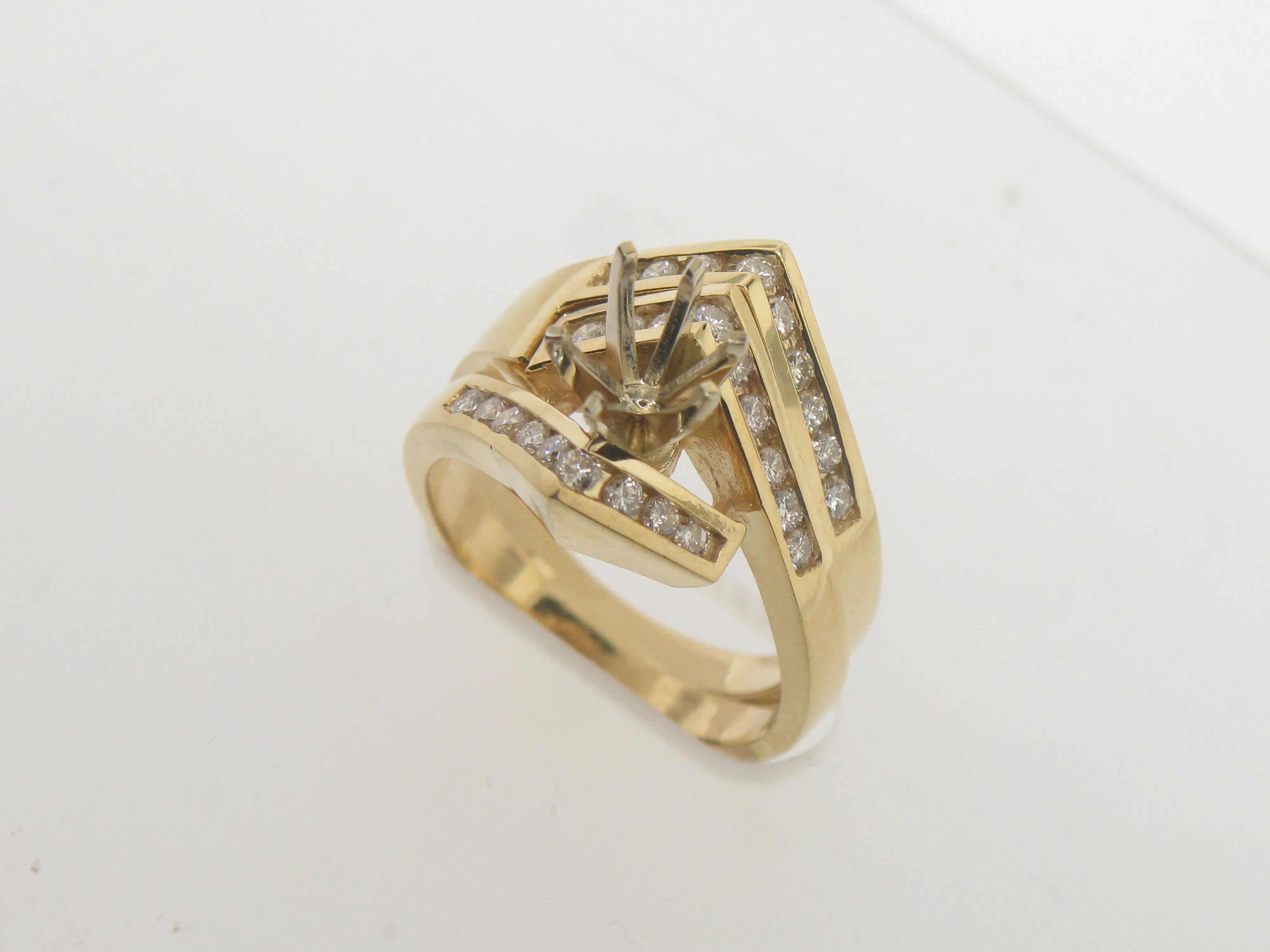 14K Yellow Gold Diamond Ring Semi Mounting [For 3/4 CT] New Old Stock