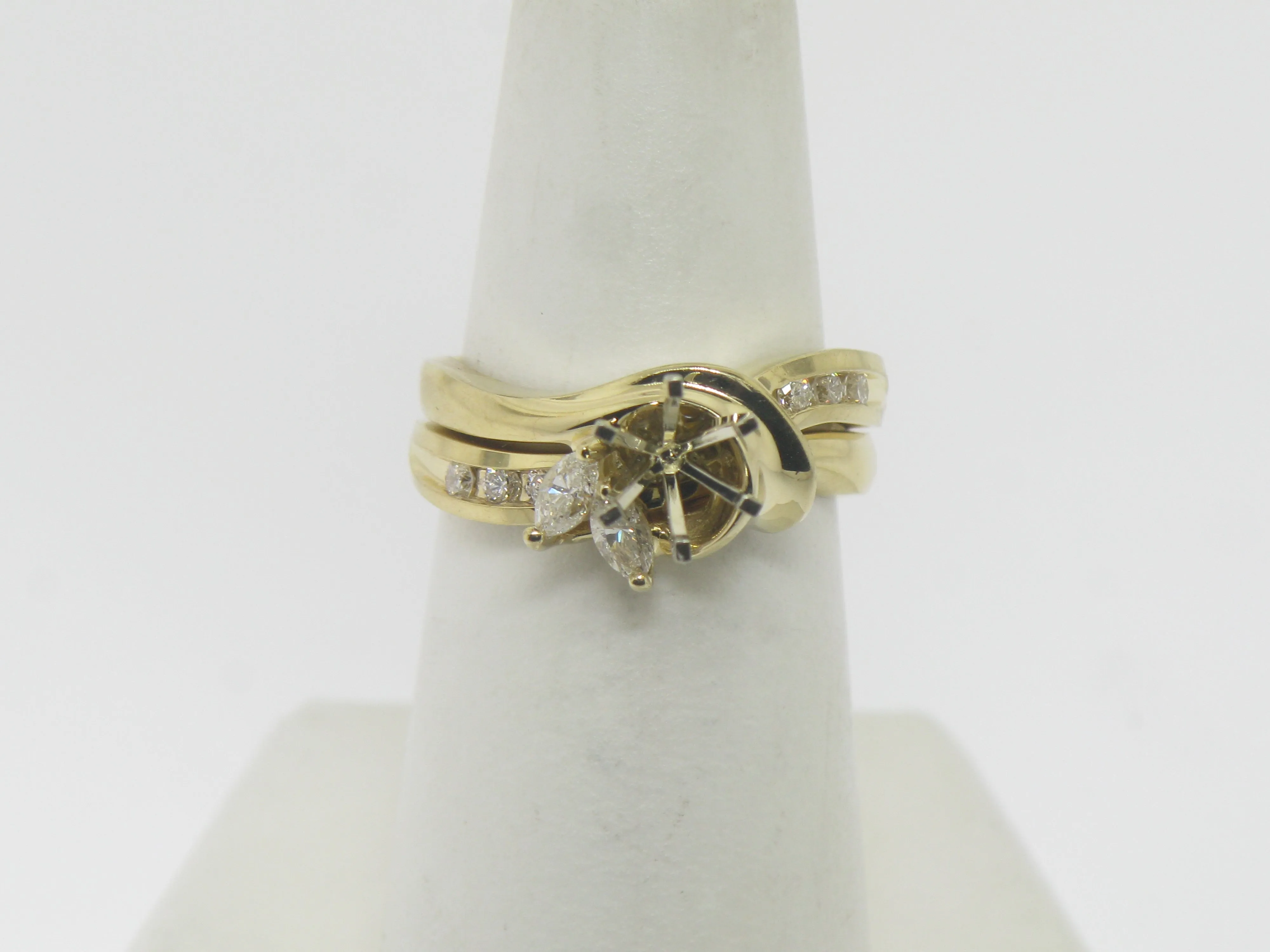 14K Yellow Gold Diamond Wedding Set Semi-Mounting (Brand New Sale)