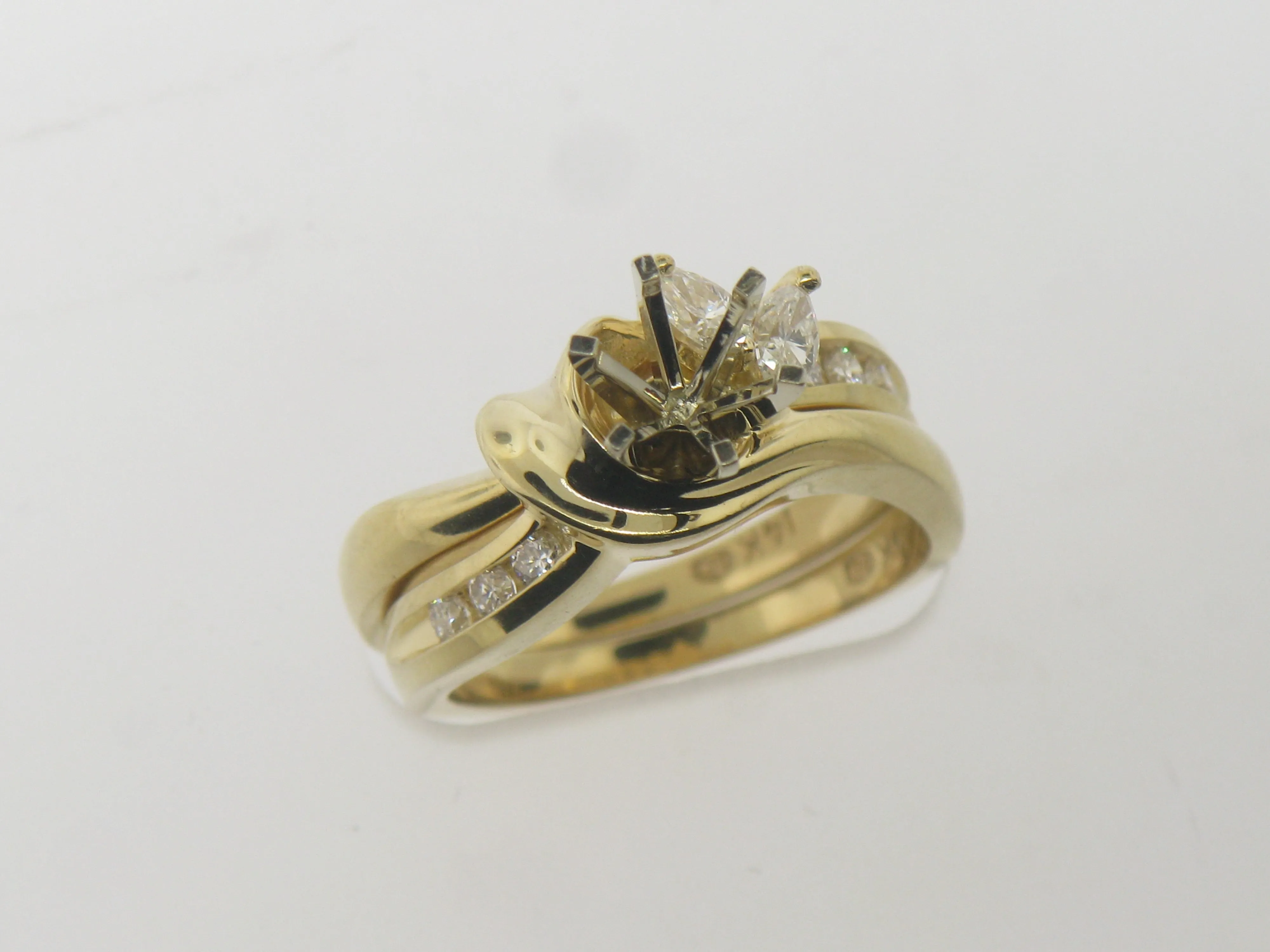 14K Yellow Gold Diamond Wedding Set Semi-Mounting (Brand New Sale)