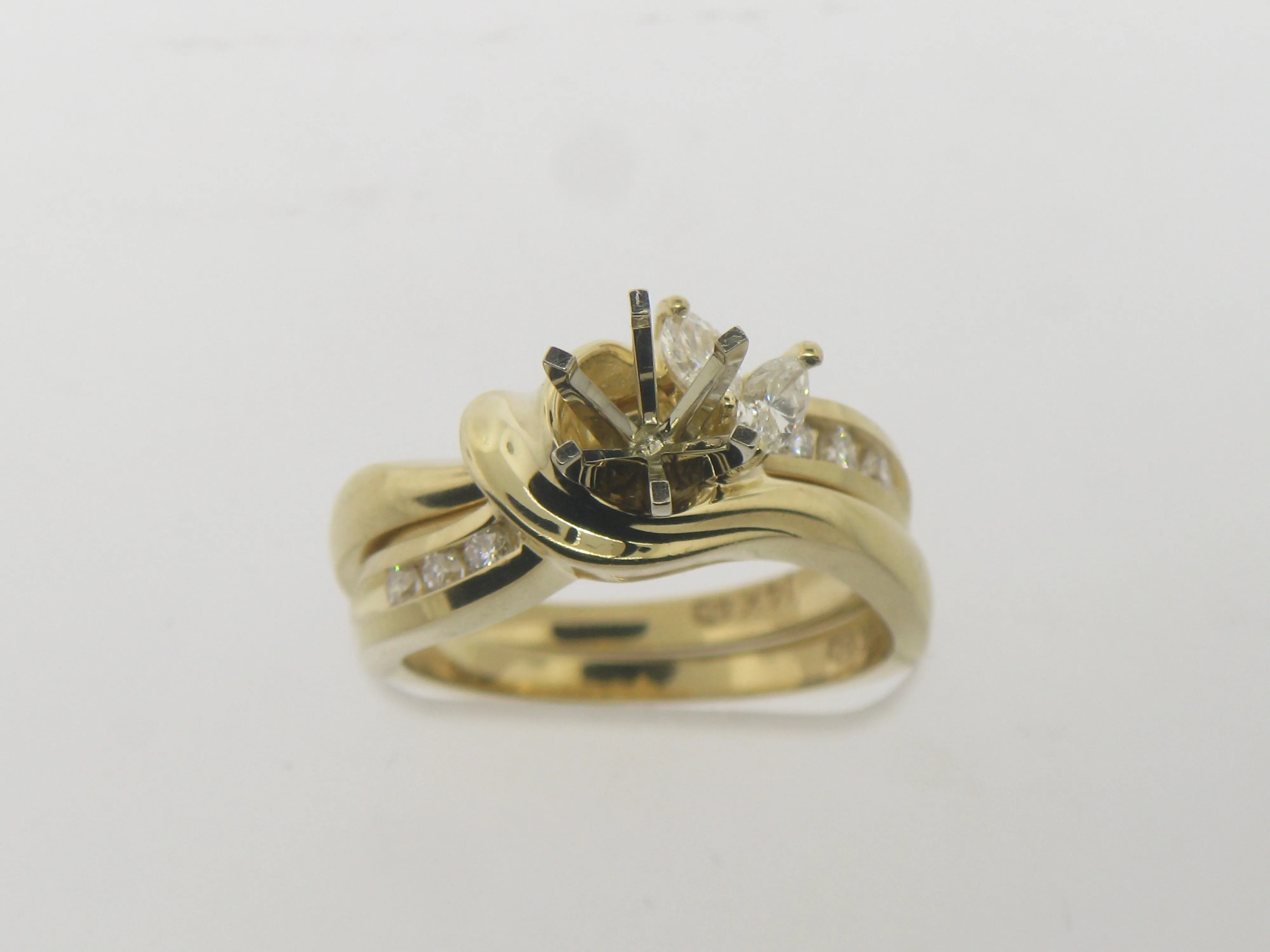 14K Yellow Gold Diamond Wedding Set Semi-Mounting (Brand New Sale)