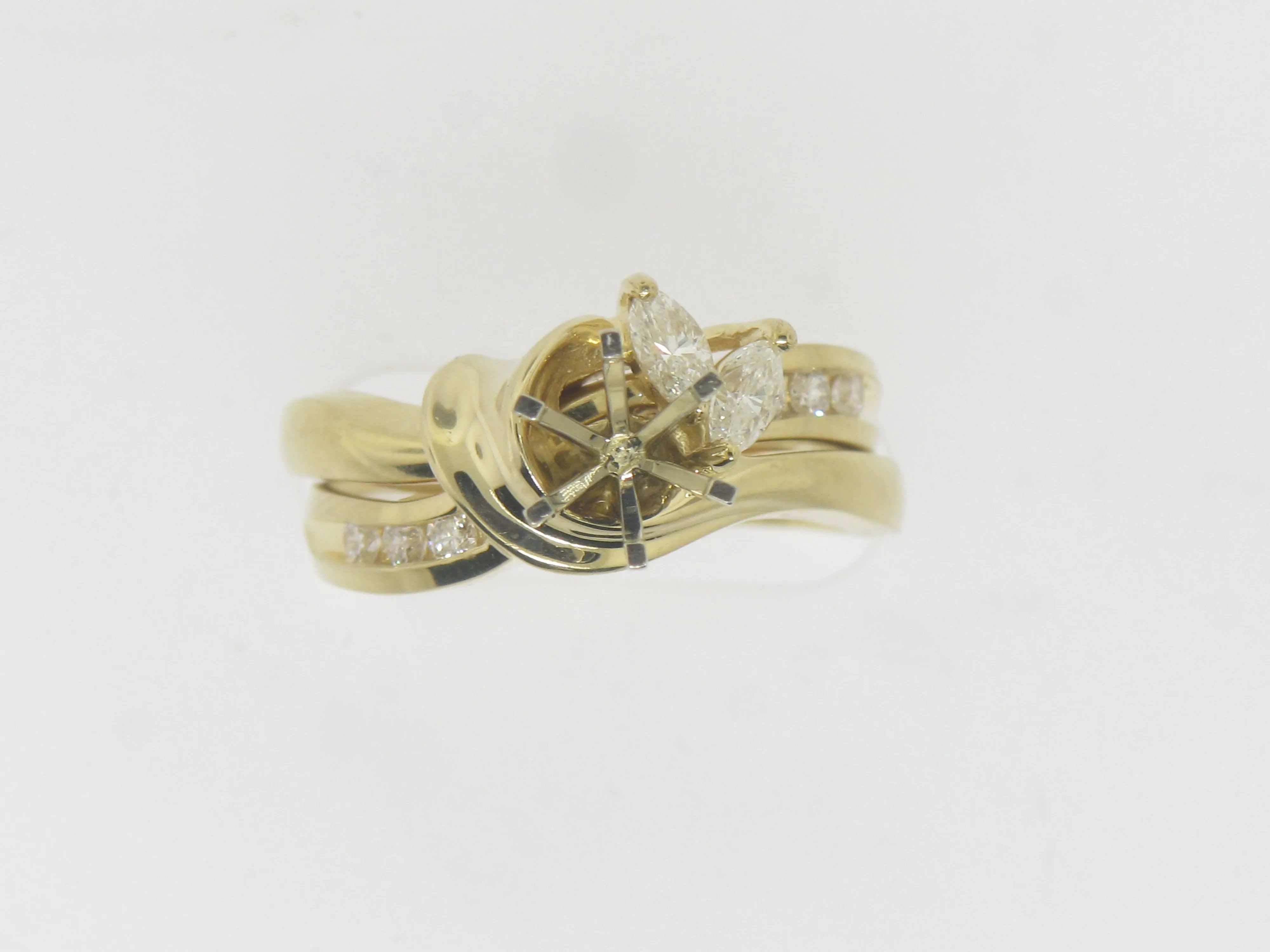 14K Yellow Gold Diamond Wedding Set Semi-Mounting (Brand New Sale)