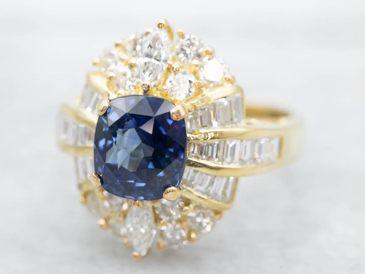 18K Gold Sapphire and Diamond Cocktail Ring