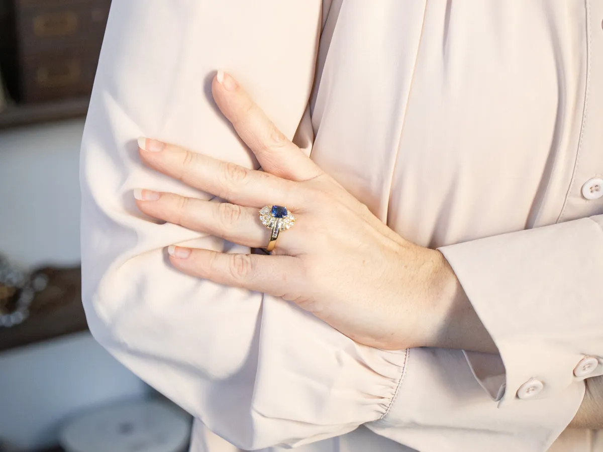 18K Gold Sapphire and Diamond Cocktail Ring