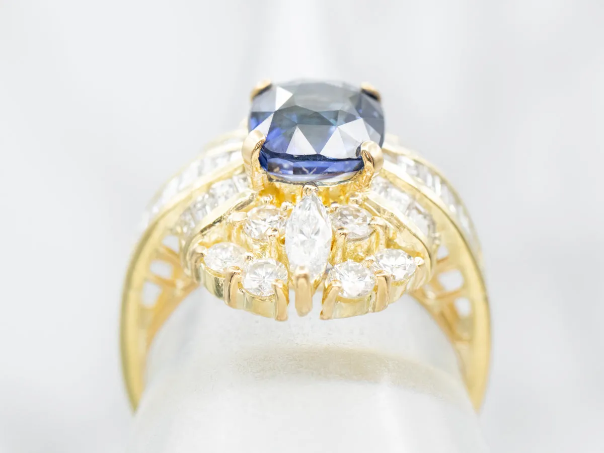 18K Gold Sapphire and Diamond Cocktail Ring