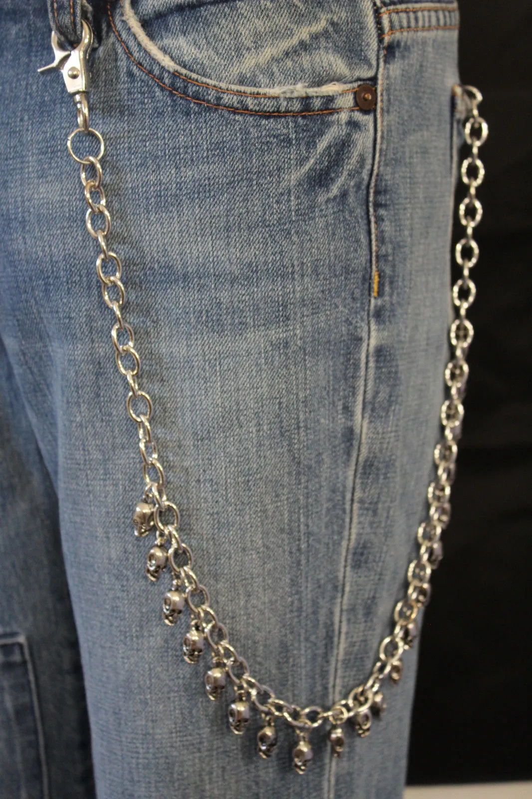 24" Mini Skull Dangle Charm Wallet Chain