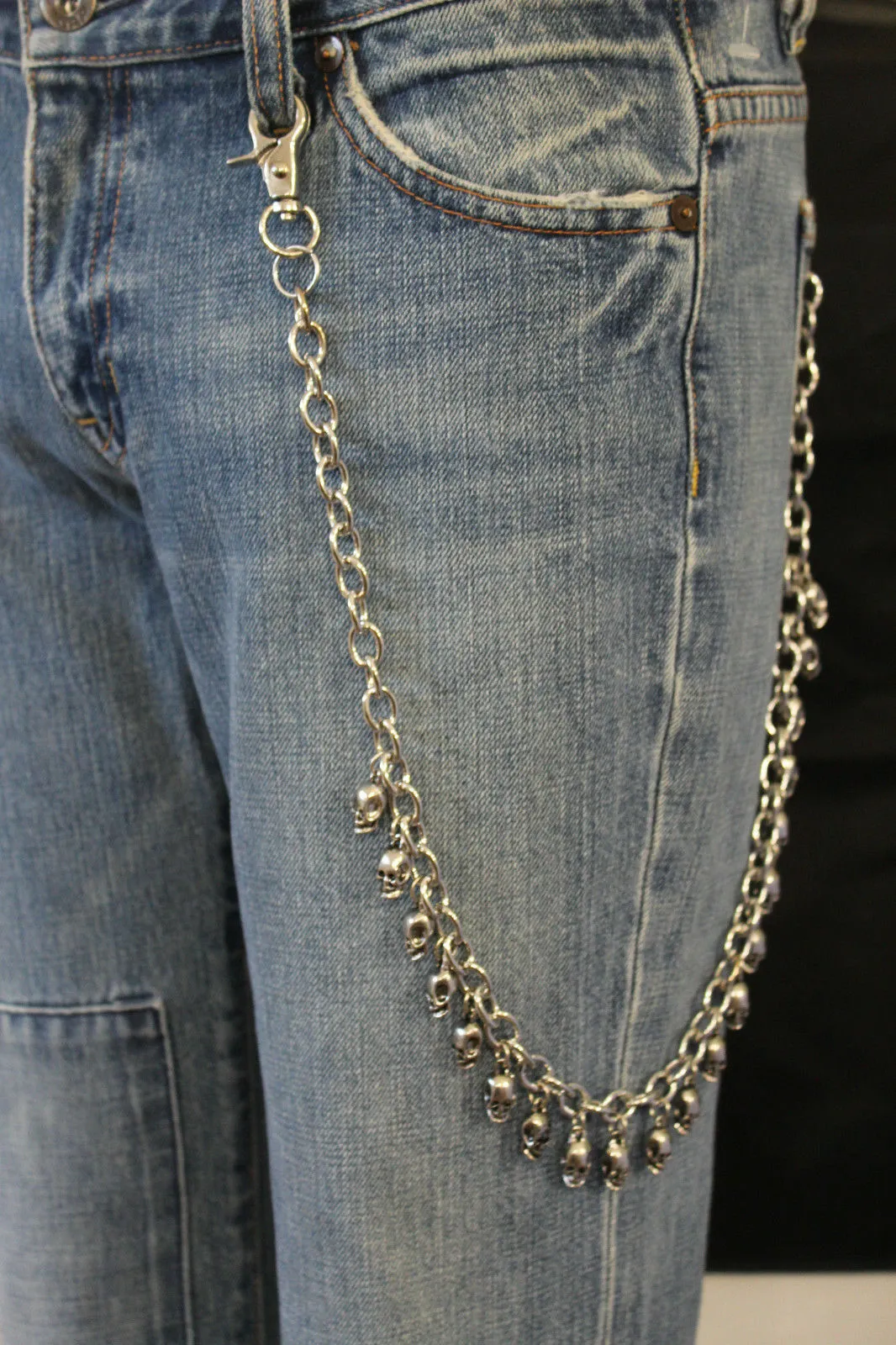 24" Mini Skull Dangle Charm Wallet Chain