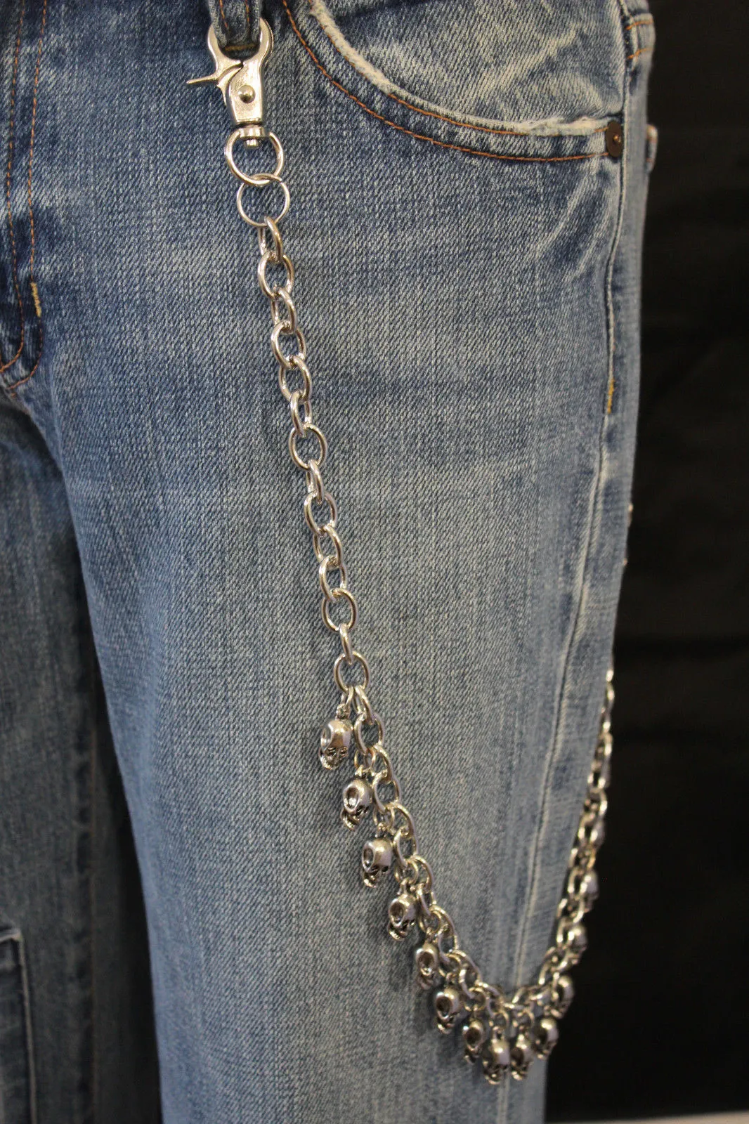 24" Mini Skull Dangle Charm Wallet Chain