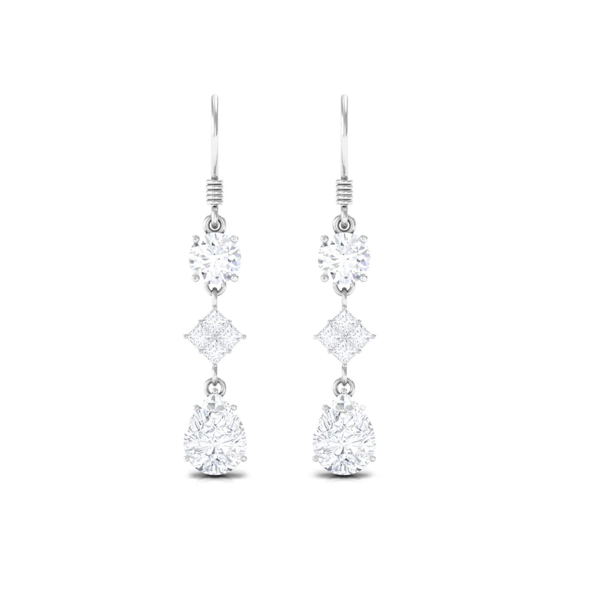 4.25 CT Moissanite Dangle Drop Earrings in Gold