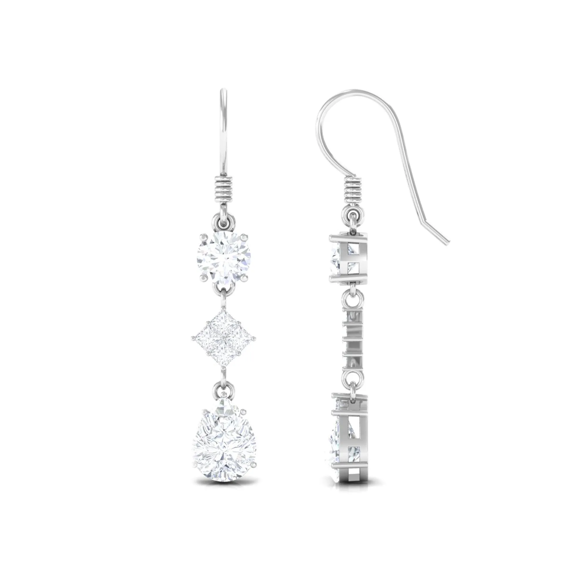 4.25 CT Moissanite Dangle Drop Earrings in Gold