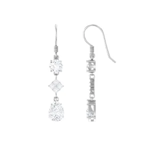 4.25 CT Moissanite Dangle Drop Earrings in Gold