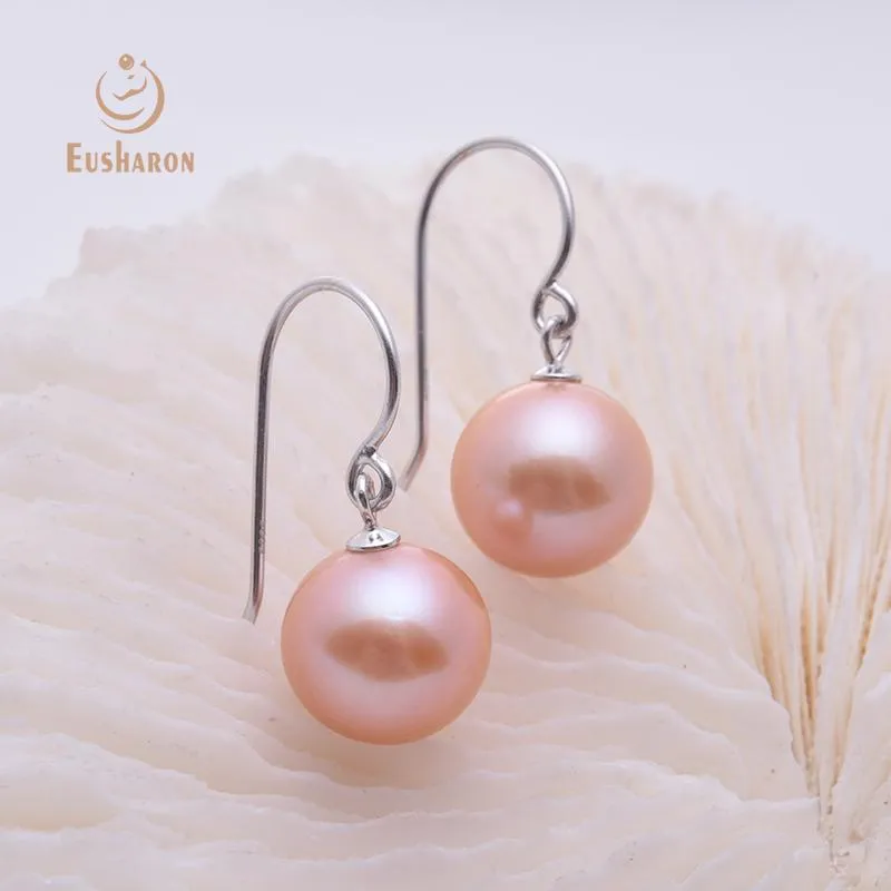 5 Pairs 10-13mm Pink Round Edison Pearl Hook Earrings