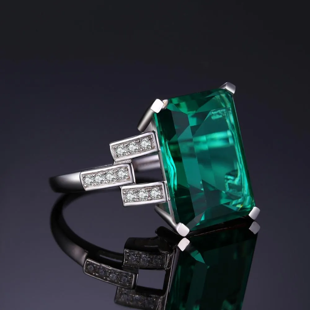 5.9ct Sterling Silver Emerald Cocktail Ring