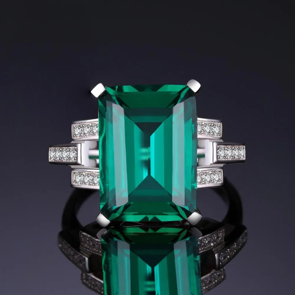 5.9ct Sterling Silver Emerald Cocktail Ring