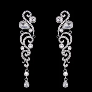 7 Colors Luxury Crystal Wedding Long Earrings for Bridesmaids