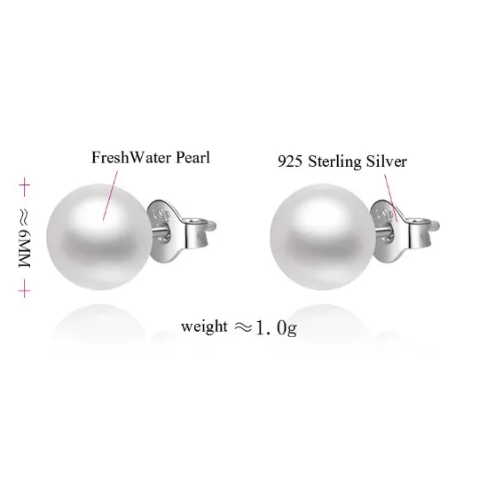 925 Sterling Silver Pearl Stud