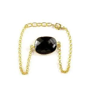 ABGF-2000-OX 18K Gold Overlay Black Onyx Bracelet