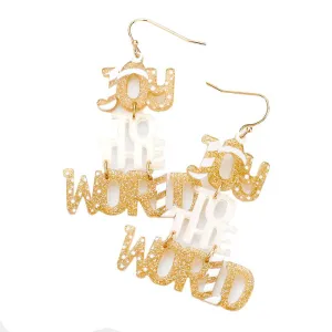 Acetate Christmas Theme Joy The World Dangle Earrings