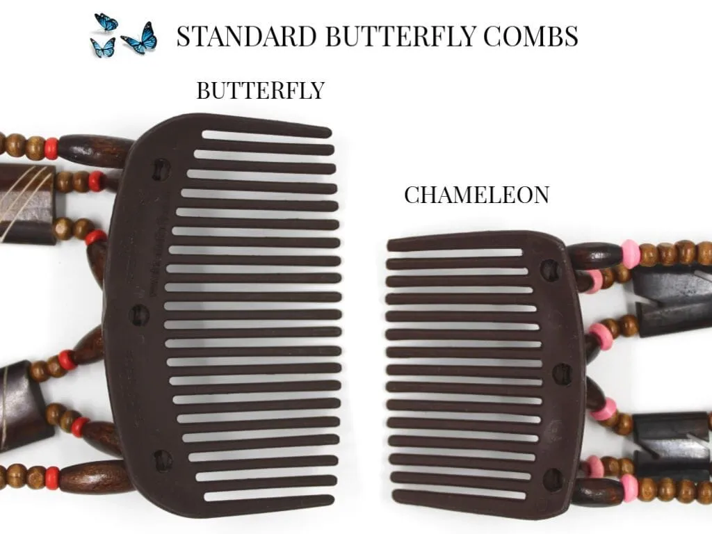 African Butterfly Chameleon Hair Comb - Beada Tube Black 23