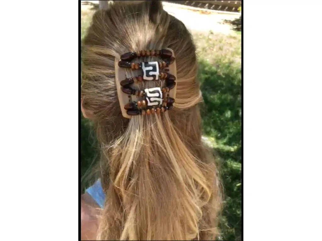 African Butterfly Chameleon Hair Comb - Dupla Brown 46