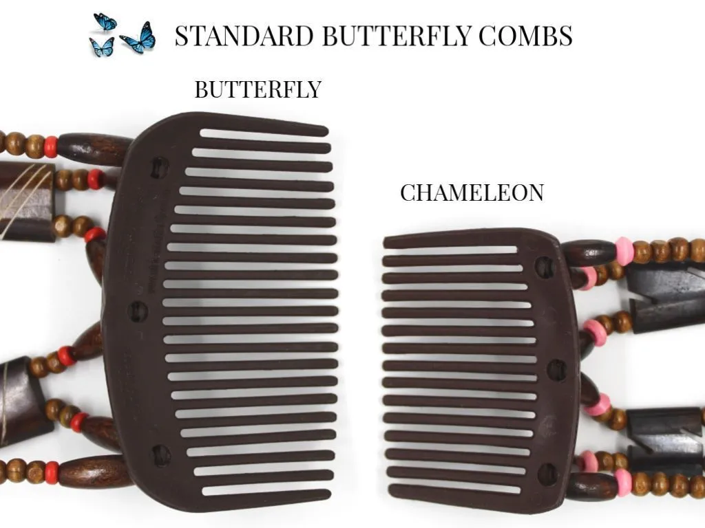 African Butterfly Chameleon Hair Comb - Ndebele Black 41