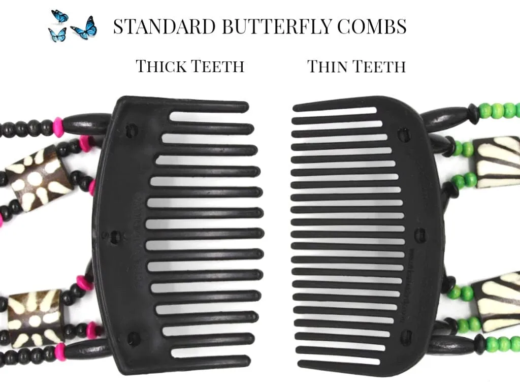 African Butterfly Thick Hair Comb - Beada Brown 82