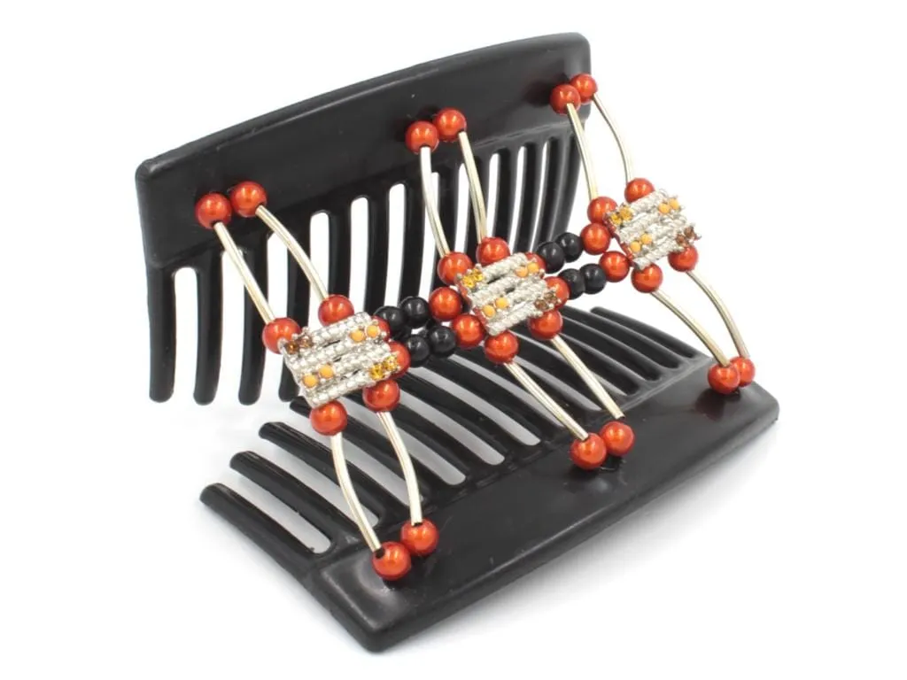 African Butterfly Thick Hair Comb - Flowers Black 57