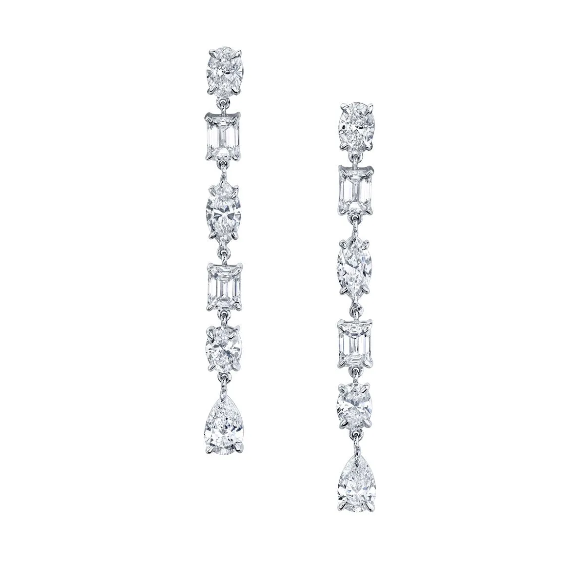 Alternating Shapes Diamond Dangle Earrings