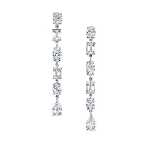 Alternating Shapes Diamond Dangle Earrings