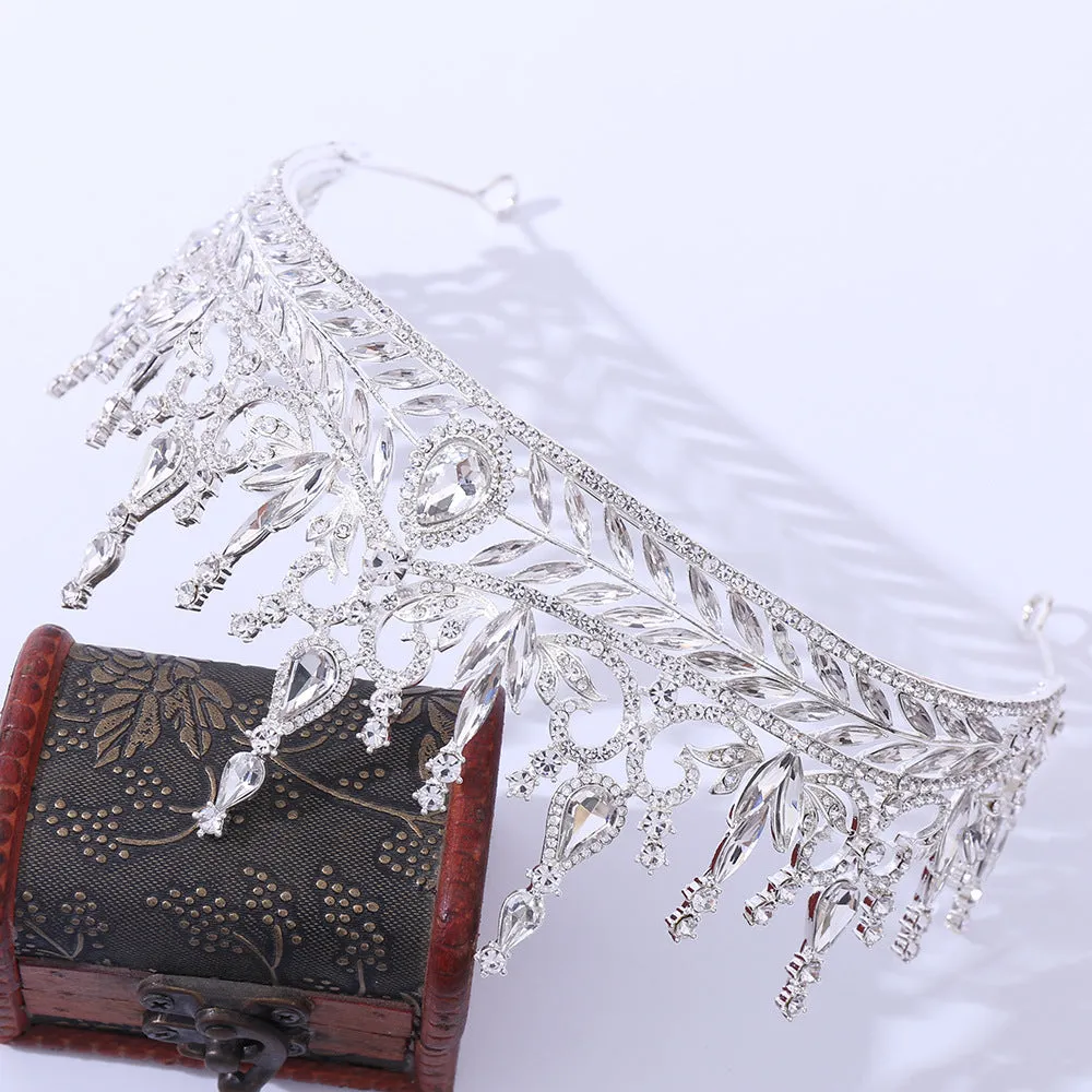 American Wedding Headwear Fashion Luxury Inlaid Crystal Baroque Bridal Crown Photography Party Hair Accessories