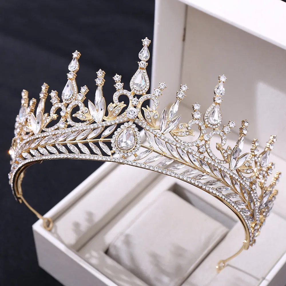 American Wedding Headwear Fashion Luxury Inlaid Crystal Baroque Bridal Crown Photography Party Hair Accessories