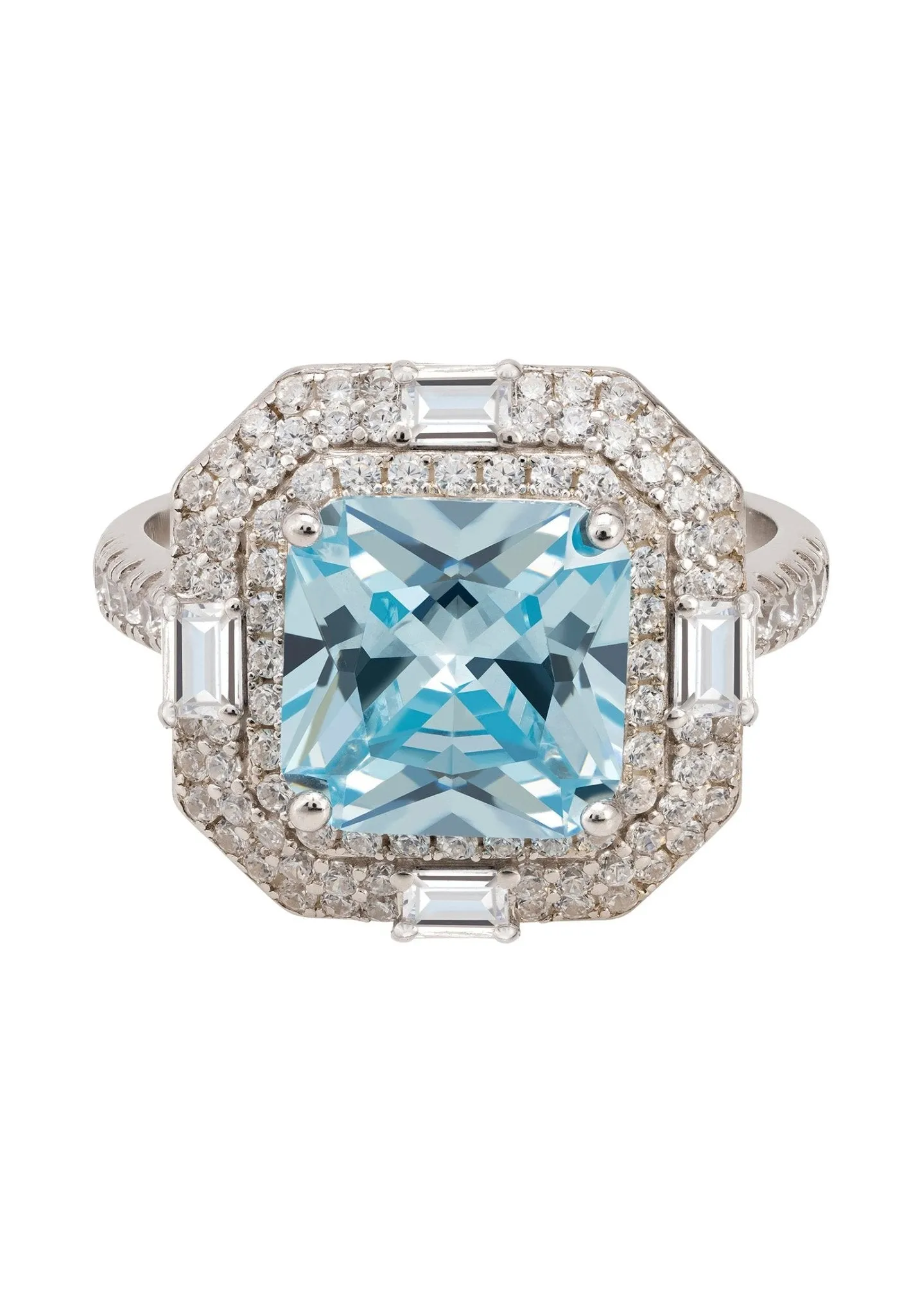 Anastasia Gemstone Cocktail Ring Silver Blue Topaz