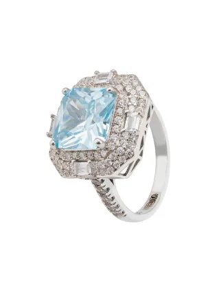 Anastasia Gemstone Cocktail Ring Silver Blue Topaz