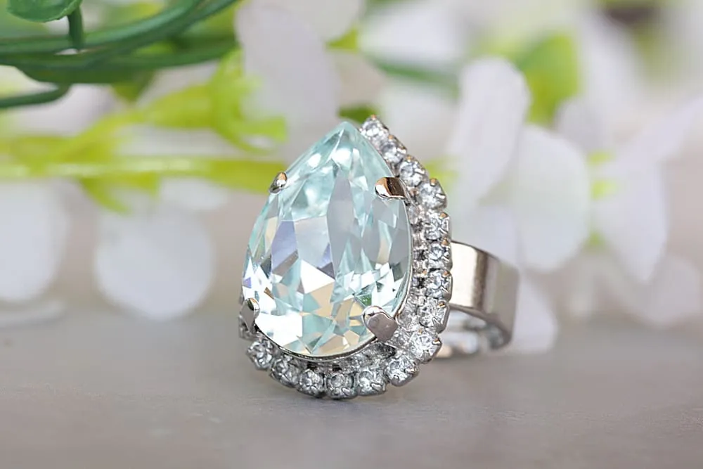 Aquamarine Crystal Ring