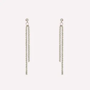 ASYMMETRIC DOUBLE DANGLE CLIP-ON EARRINGS IN SILVER