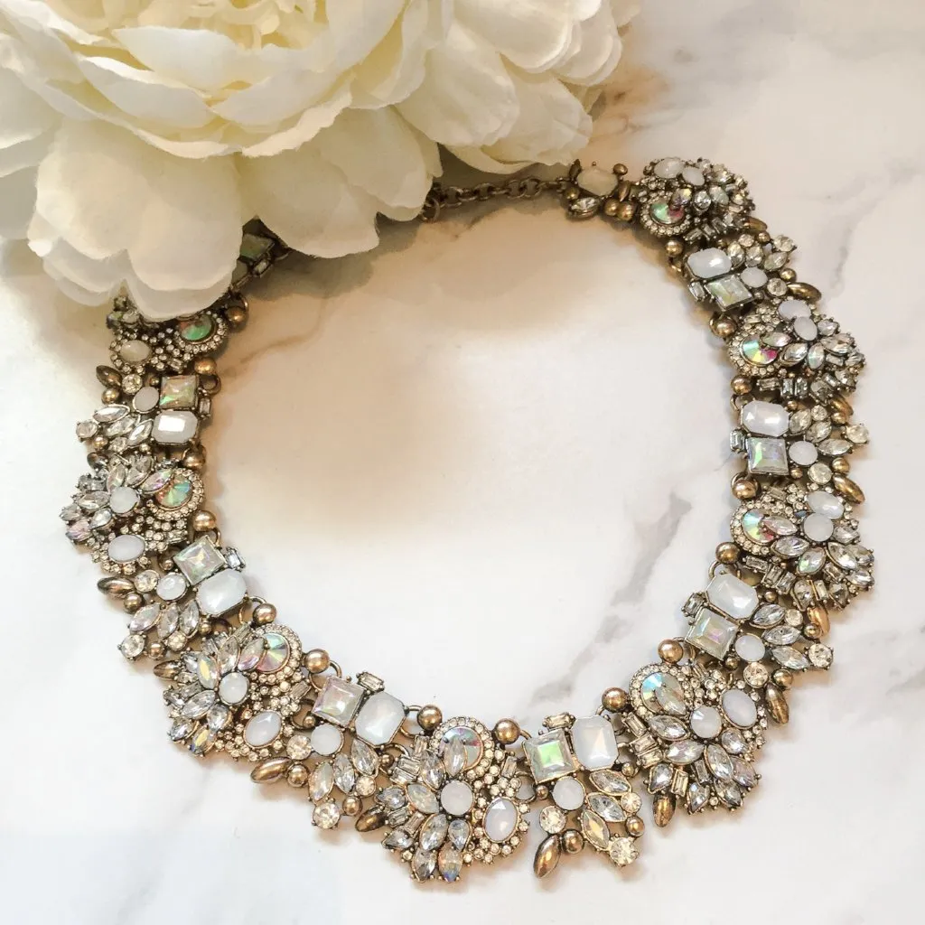 AYVA White & Iridescent Statement Necklace